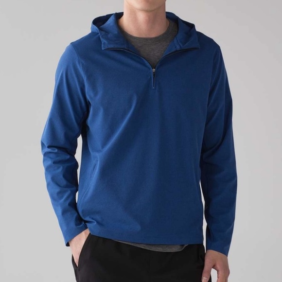 lululemon athletica Other - LULULEMON Men’s Cobalt Blue Rise N Sweat Quarter Zip Hooded Jacket Small S